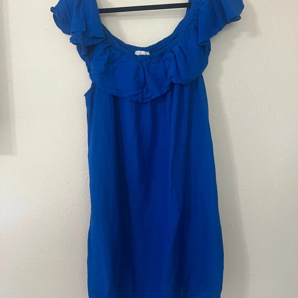 Royal Blue Ruffled Dress - Picture 2 of 5